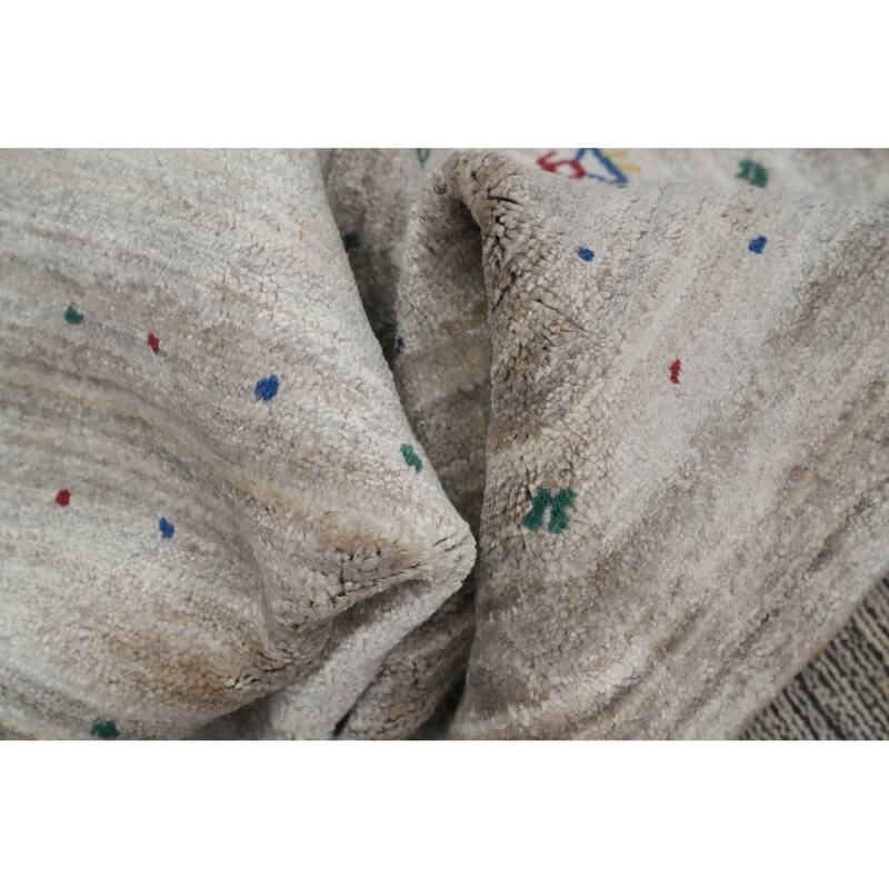 Hand Knotted Oriental Viscose Silk Carpet Tribal Animal Pictorial Greys & Charcoal Gabbeh Area Rug - 11' 10'' X 8' 11''
