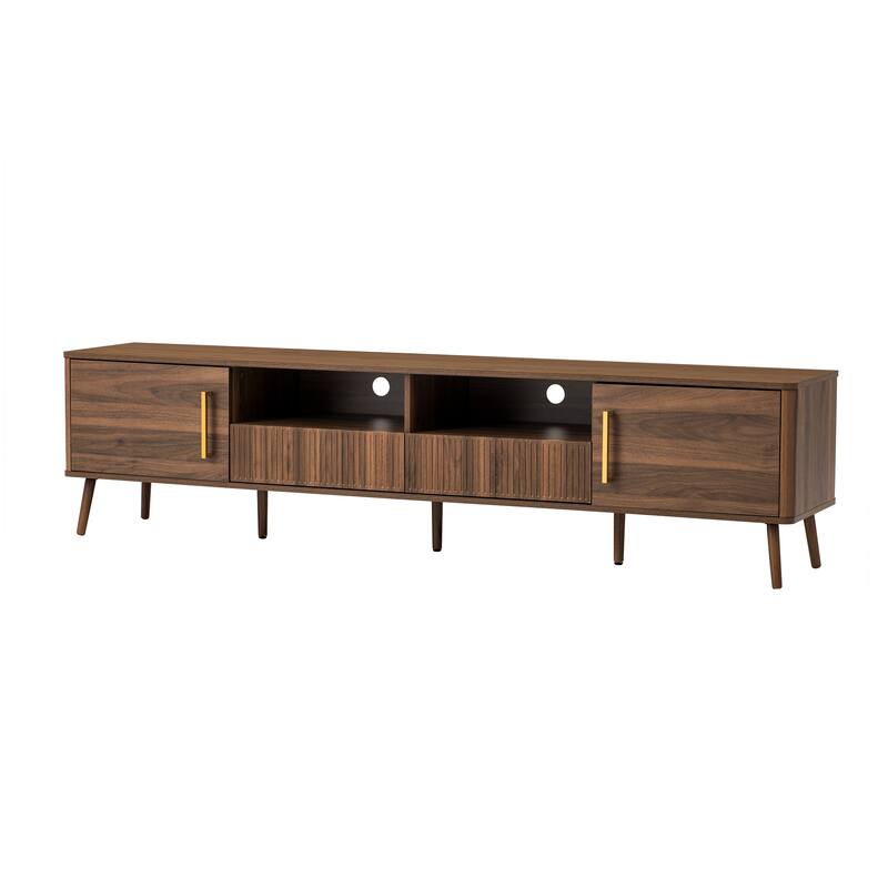 78" TV Stand Entertainment Center for 65/75" TVs, TV Cabinet Media Console Table with Cable Management, Walnut