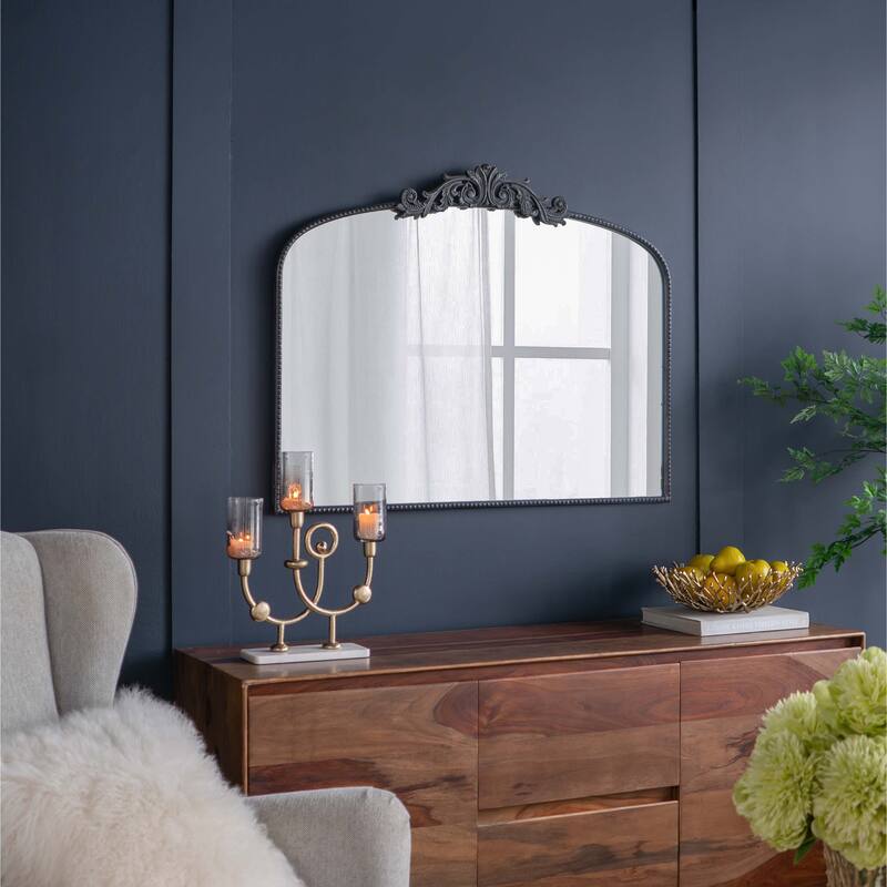 40" x 31" Classic Design Gold/Black Arch Mirror and Baroque Inspired Frame