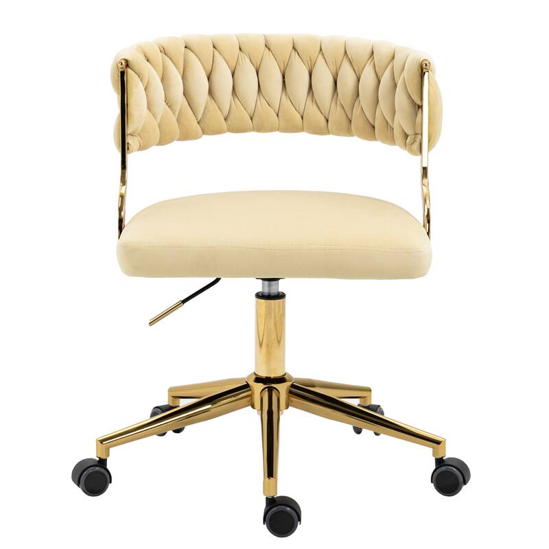 Velvet Home Desk Chair Office Swivel Chair with Wheels and Gold Base