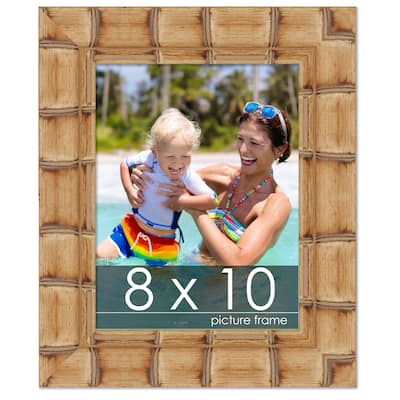 8x10 Bamboo Natural Wood Picture Frame - UV Acrylic, Foam Board Backing, & Hanging Hardware Included!