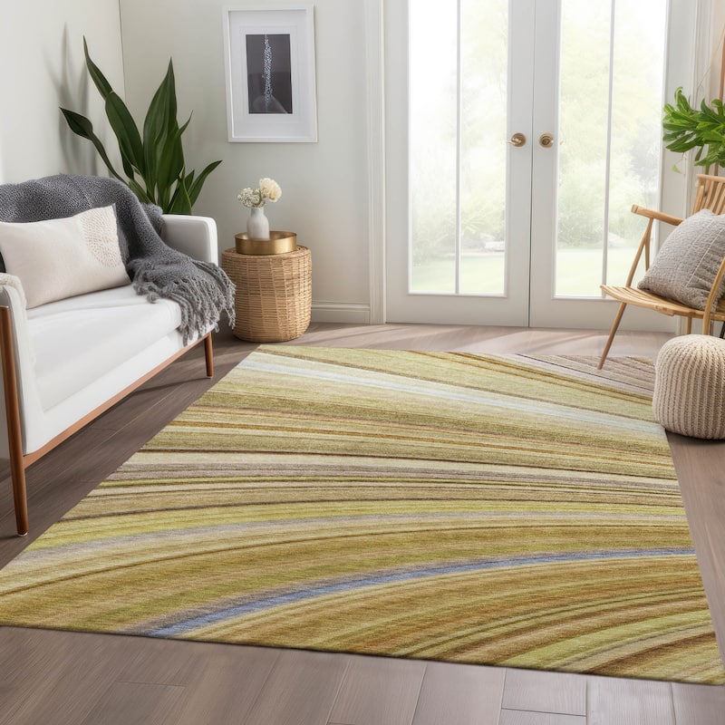 Machine Washable Indoor/ Outdoor Chantille Modern Burst Rug - Beige - 3' x 5'