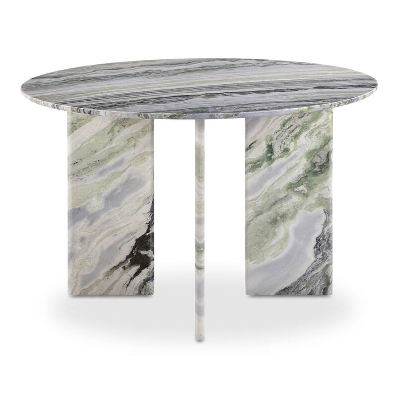 NADAAL STUDIOS Amaryllis Dining Table for 4, Round Green Onyx Marble Top, Contemporary Design, Green - 30.0in H X 48.0in D X 48.0in W - Green Onyx