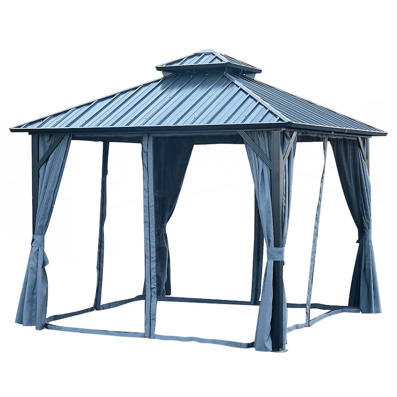 Hardtop Gazebo with Galvanized Steel Double Roof
