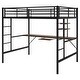 preview thumbnail 9 of 7, Full Size Metal Bed Frame Loft Bed with Desk and Shelf,Guard Rails & Double Ladder,Space-saving