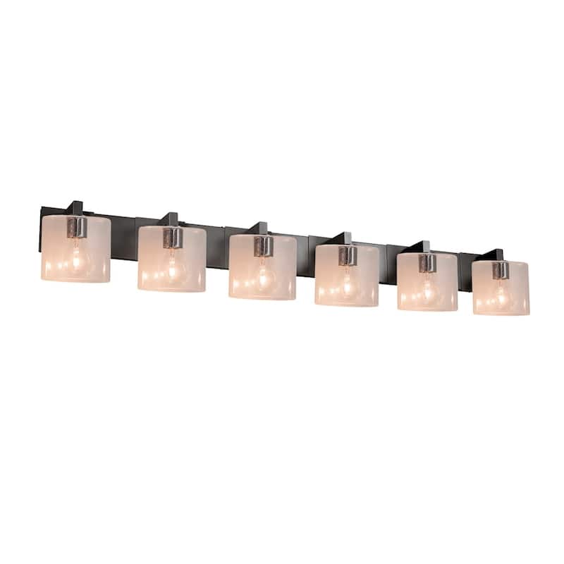 Justice Design Fusion Modular 6-Light Bath Bar, Seeded Oval Shade - Matte Black