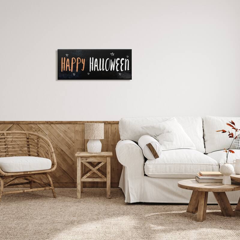 Stupell Happy Halloween Spooky Stars Stretched Canvas Wall Art