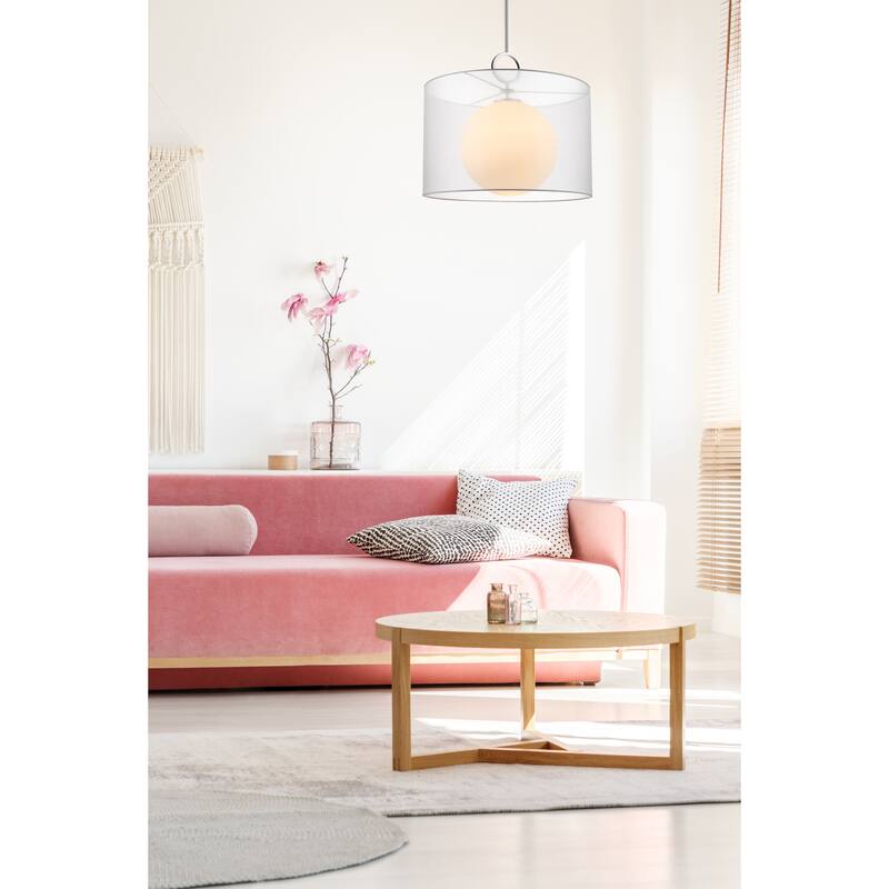 Arosia 1 Light 24 inch Chrome + White Pendant Light