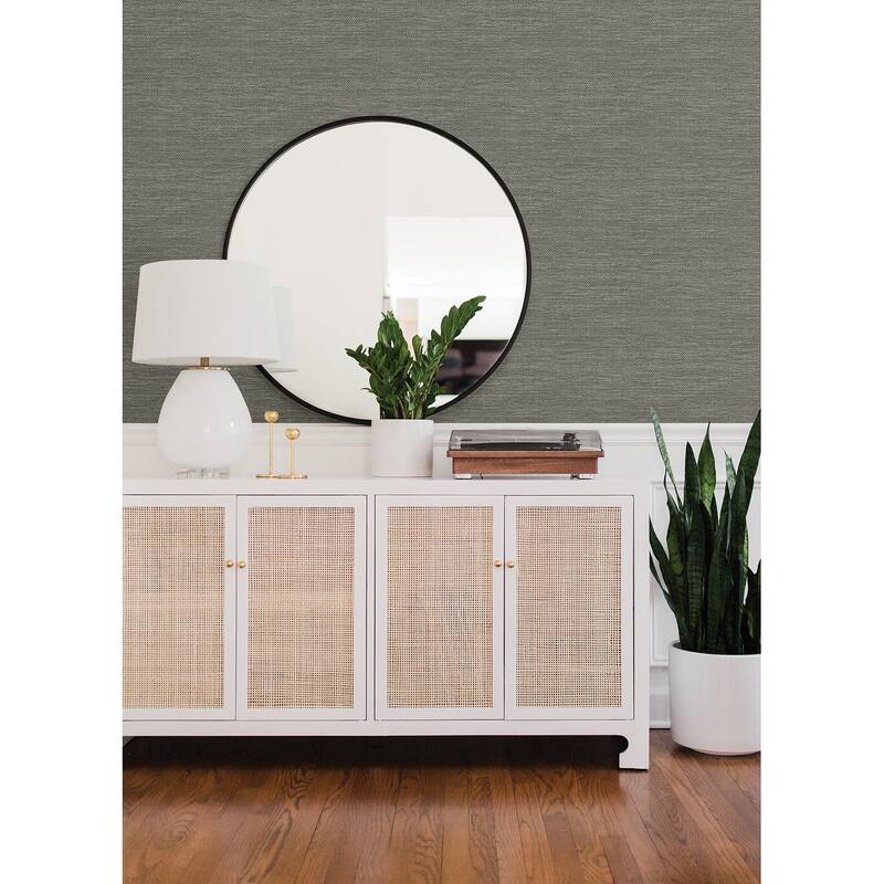 A-Street Prints Malin Grey Faux Grasscloth Wallpaper
