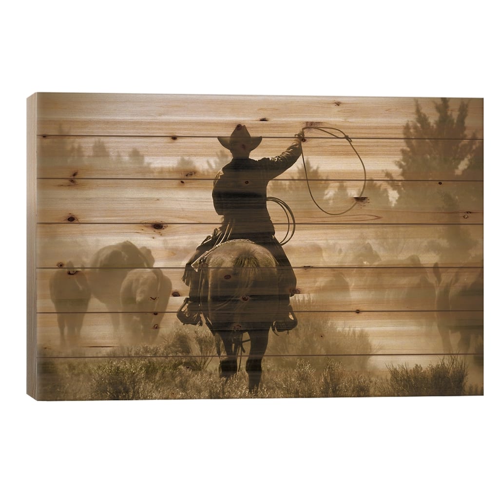 Rope And Ride Print On Wood by Danita Delimont - Multi-Color