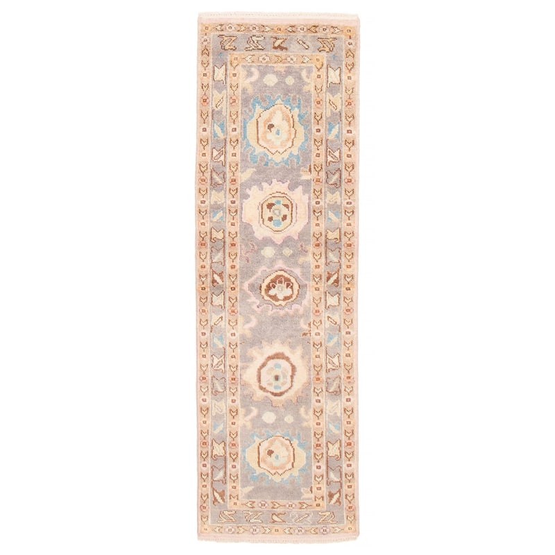 ECARPETGALLERY Hand-knotted Modern Oushak Grey Wool Rug - 2'5 x 7'9 - Grey - 2'5 x 7'9