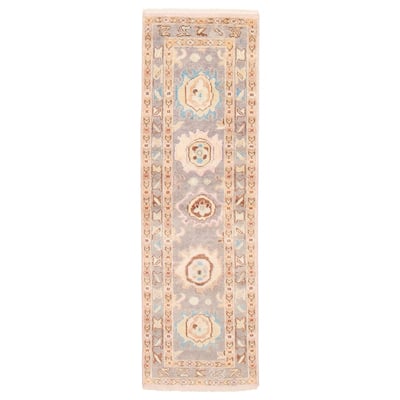 ECARPETGALLERY Hand-knotted Modern Oushak Grey Wool Rug - 2'5 x 7'9