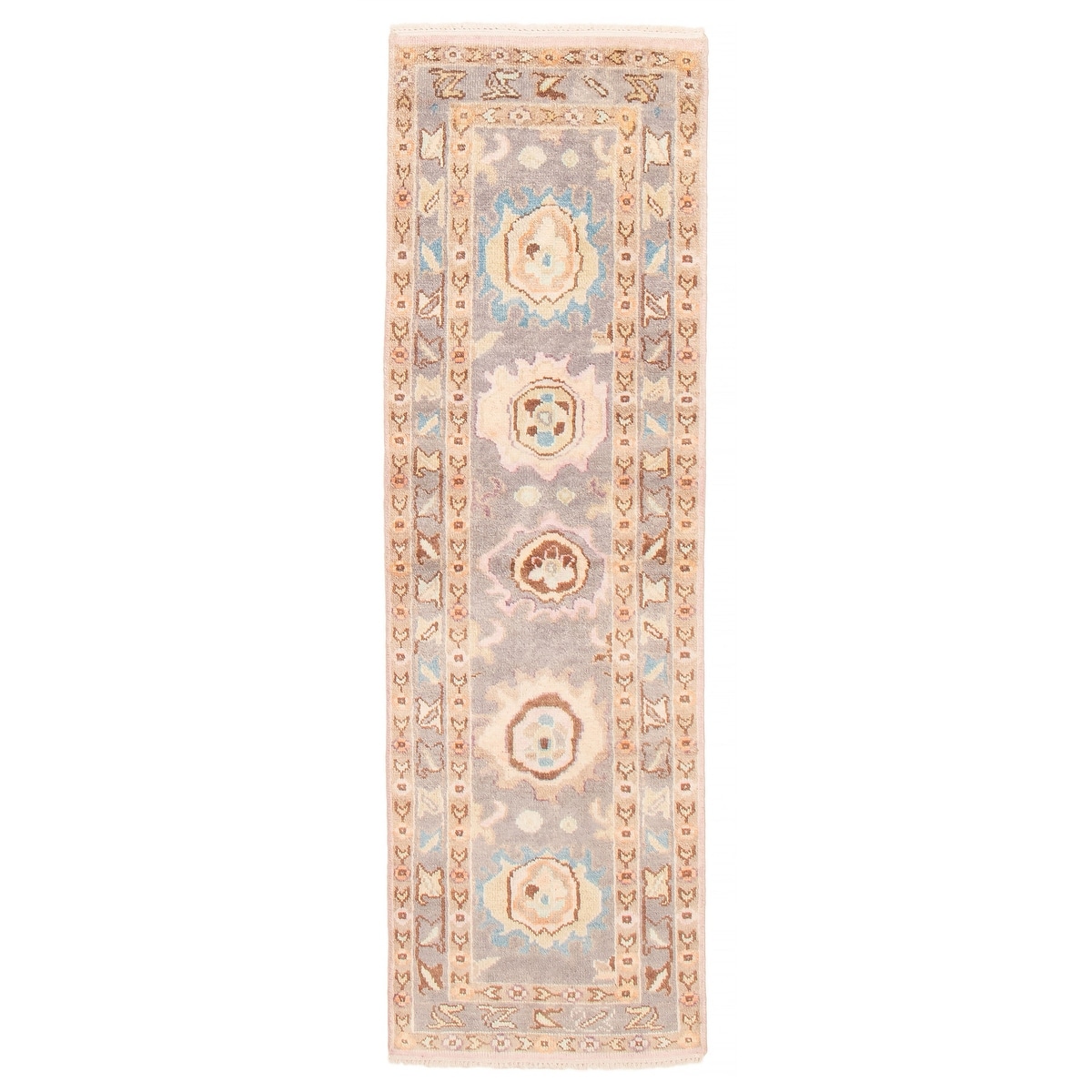 ECARPETGALLERY Hand-knotted Modern Oushak Grey Wool Rug - 2'5 x 7'9
