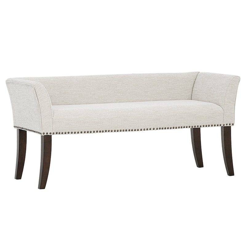 Madison Park Welburn 49.5" Upholstered Bench with Back & Wood Legs