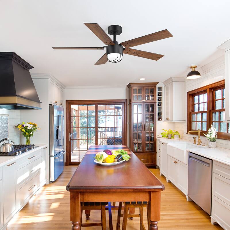 52" Reversible 5-Blade Modern LED Ceiling Fan with Light and Remote