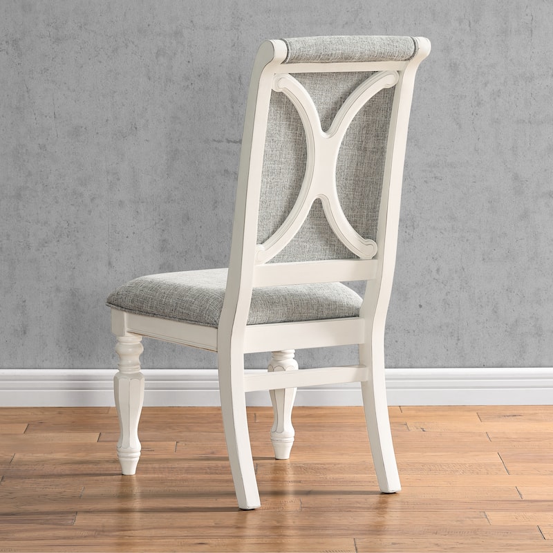 Roundhill Furniture Belleza French Country 5-Piece Dining Set in Antique White and Weathered Oak Finish