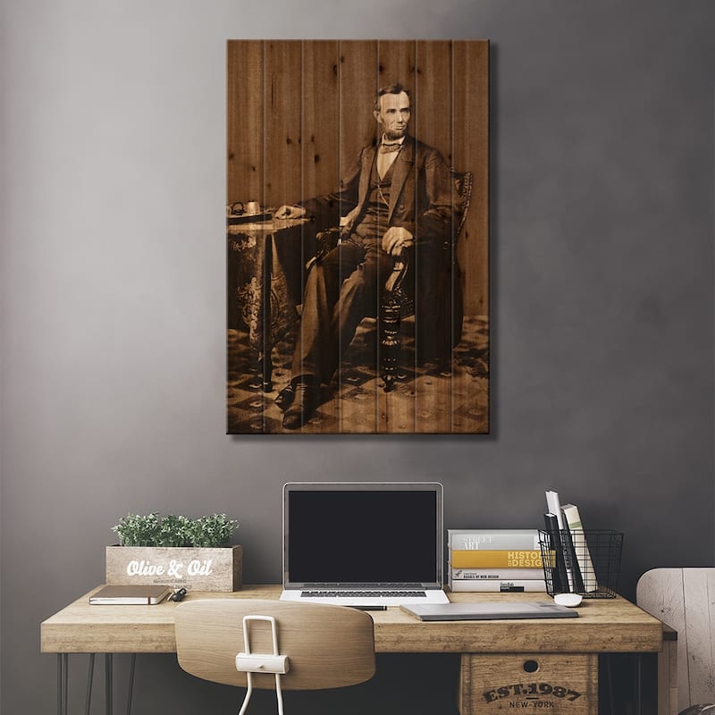 1863 Portrait Of 16th President Abraham Lincoln Print On Wood by ...