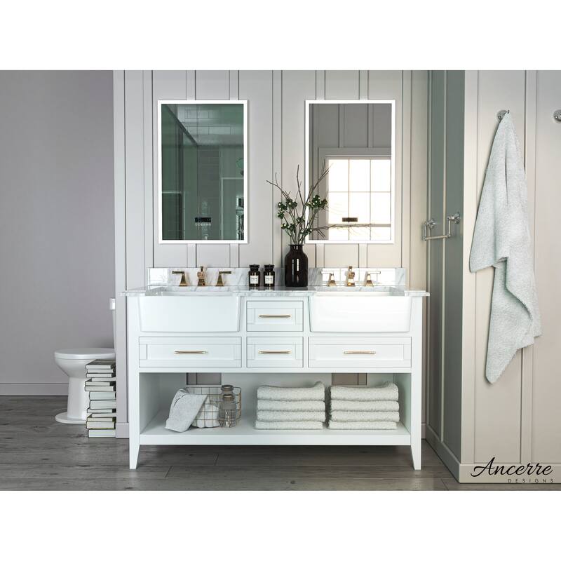 Ancerre Designs Hayley Bathroom Vanity Set - 60"  W x 20.1" D x 34.6" H - White
