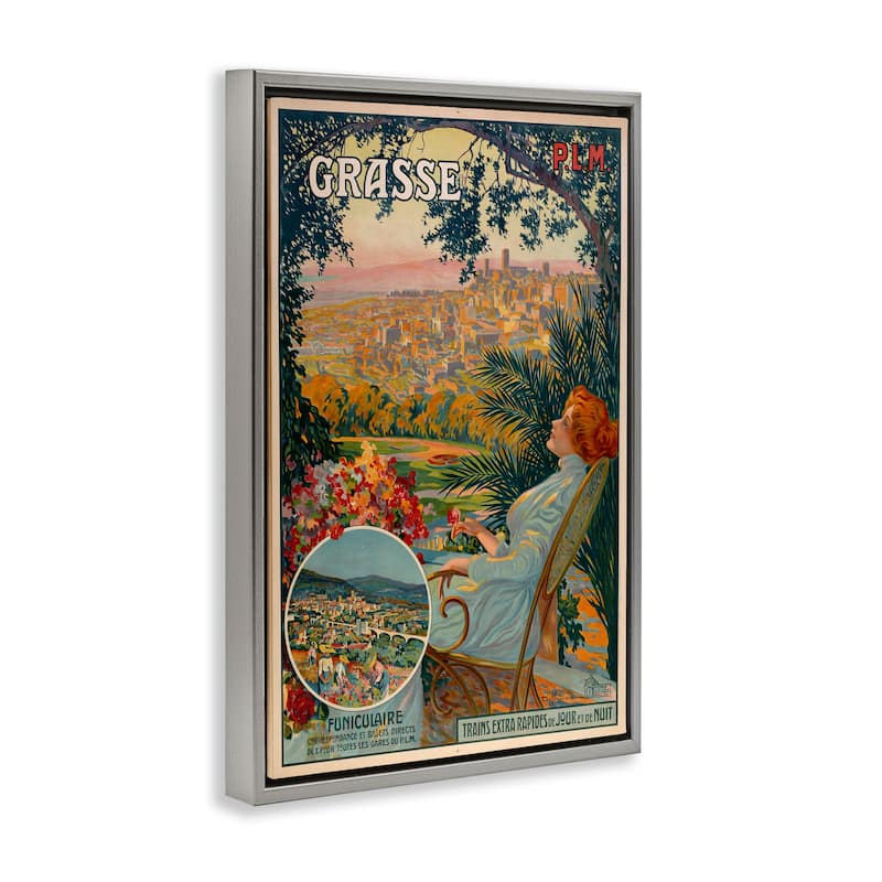 Stupell Vintage Grasse Advertisement Framed Floater Canvas Wall Art Design By Marcus Jules
