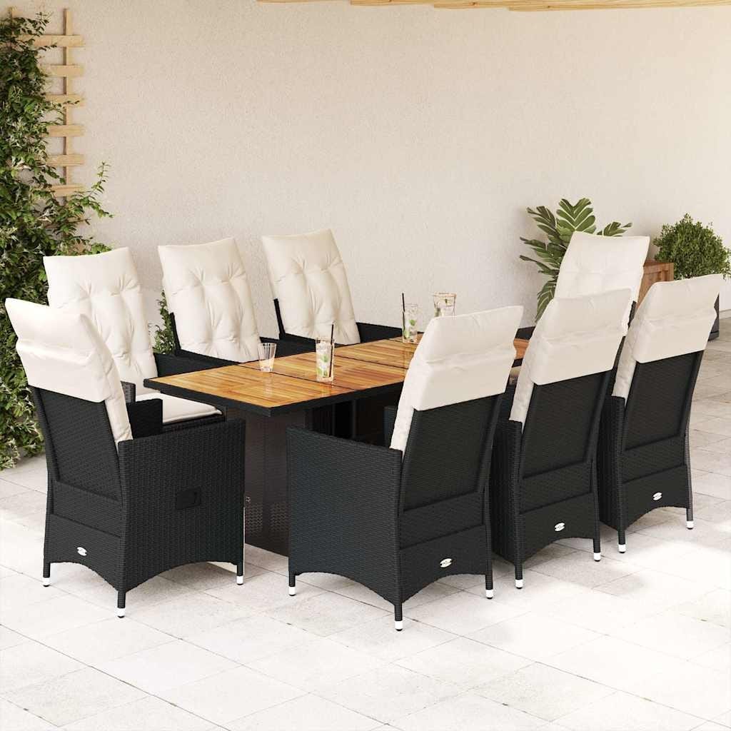 vidaXL Garden Dining Set Black, Cream White PE rattan 6-seater - 23.2 x 22.0 x 36.2 in