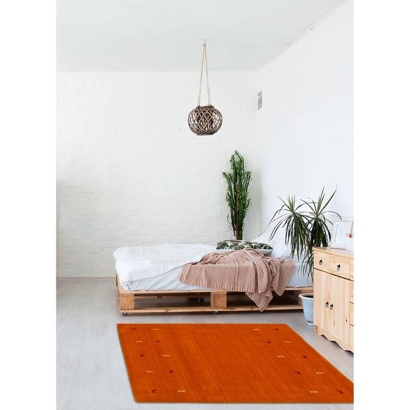 Kashkuli Gabbeh Burnt Orange Rug 4'11" x 4'10" - 4'11 x 4'10