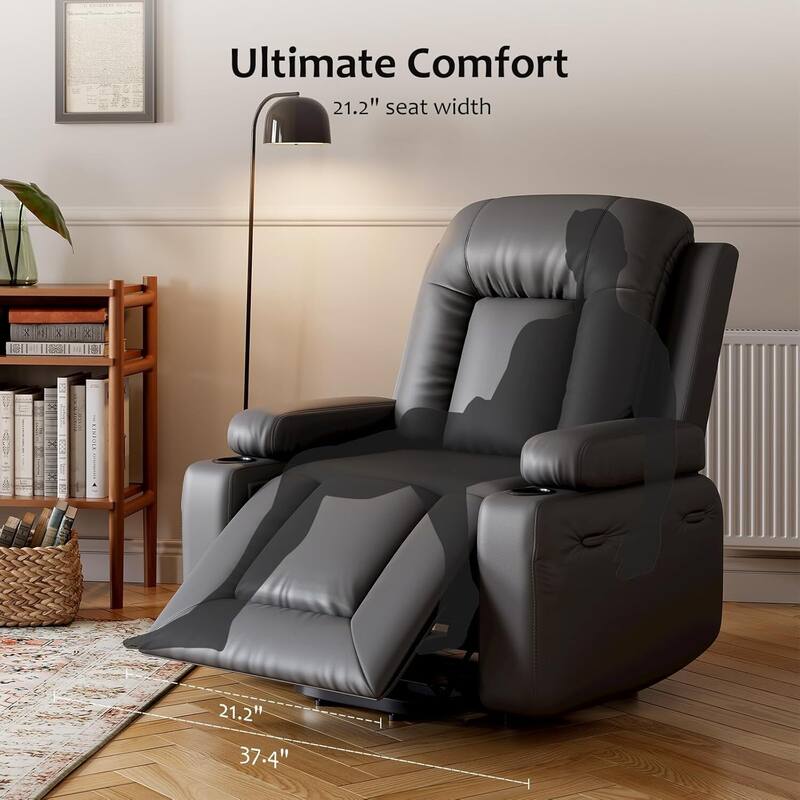 Adjustable Electric Heat and Massage Power Recliner Chair, Single Sofa