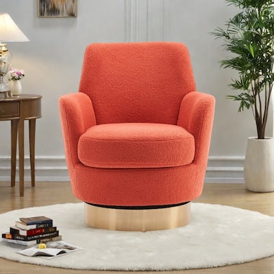 Teddy Fabric Swivel Barrel Chair with 360° Gold Base, Pocket Spring Seat and Ergonomic Design