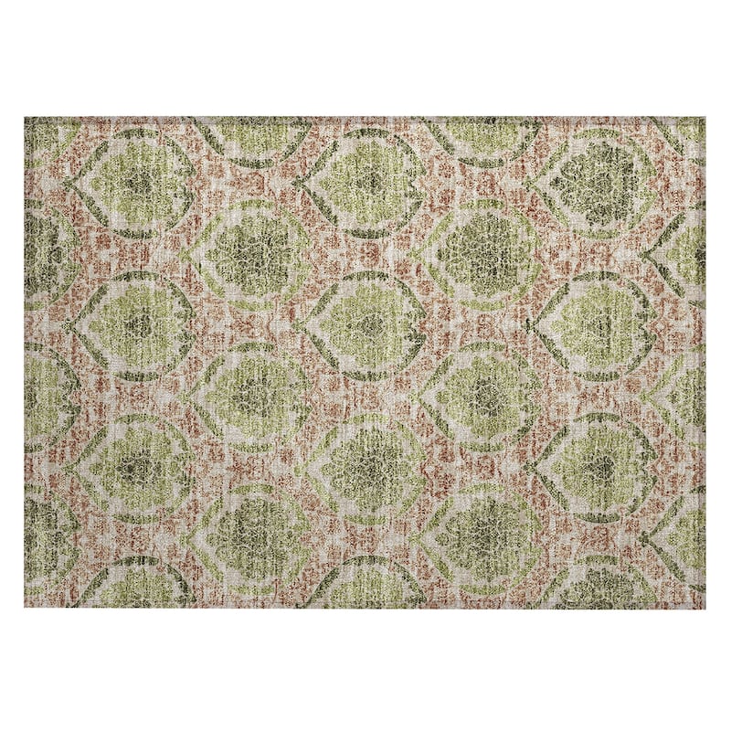 Machine Washable Indoor/ Outdoor Chantille Traditional Damask Rug