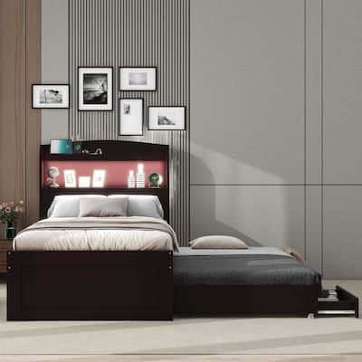 Platform Bed with Storage LED Headboard