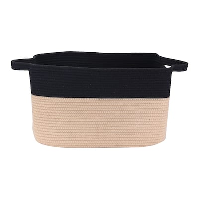 Woven Storage Basket with Handle, Shelf Closet Storage Bin for Blankets, Clothes, Shoes, Organizer Bin for Home Decor