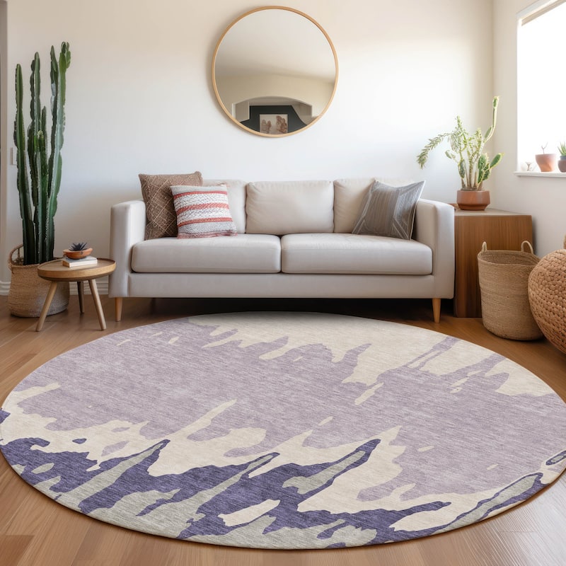 Premium Washable Super Soft Modern Drama Mayfield Rug - Purple - 8' x 8'
