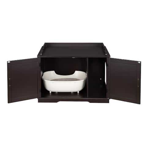 Cat Litter Box Enclosure Cabinet, Large Wooden Indoor Storage Bench