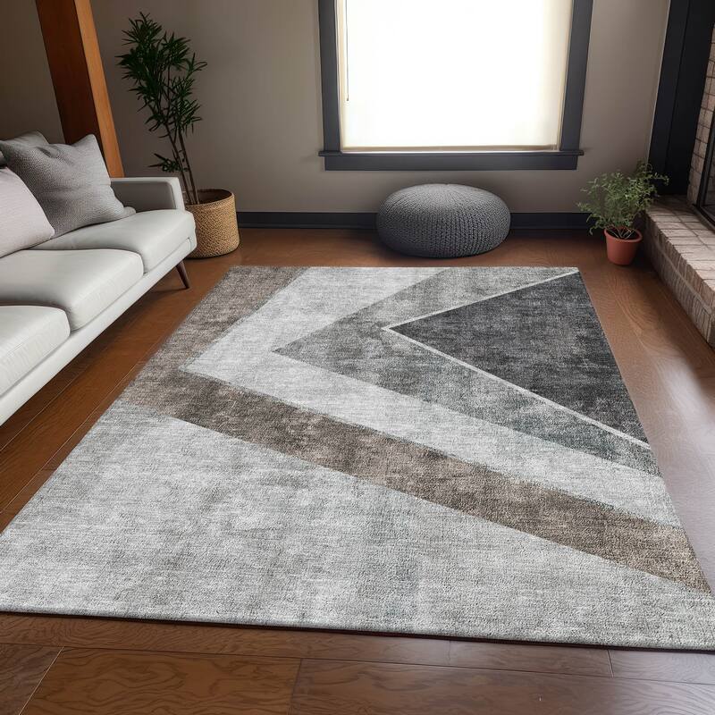 Premium Washable Super Soft Modern Ziggy Mayfield Rug - Gray - 5' x 7' 6" - Rectangle