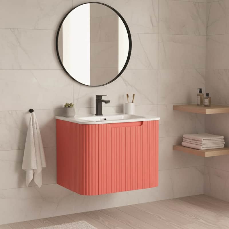 Caskvalley Modern Bathroom Vanity with Straight Fluted Design - Sink Included