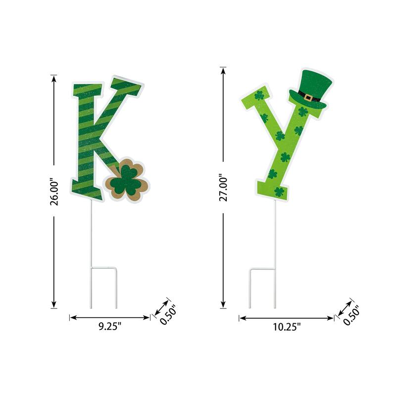 Glitzhome St. Patrick's Metal LUCKY Leprechaun Yard Stakes or Wall Sign