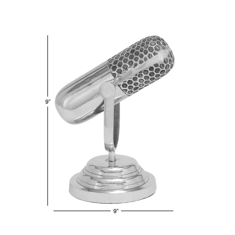 Aluminum Metal Microphone Decorative Sculpture - Silver - Roche River Decor