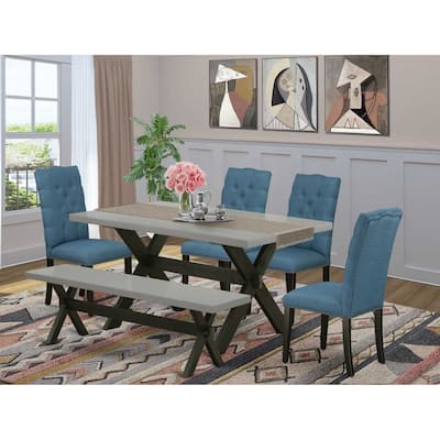 6-Piece Rectangle Natural Oak Finish Solid Wood Top Dining Table with 1-Bench, 4-Chairs with