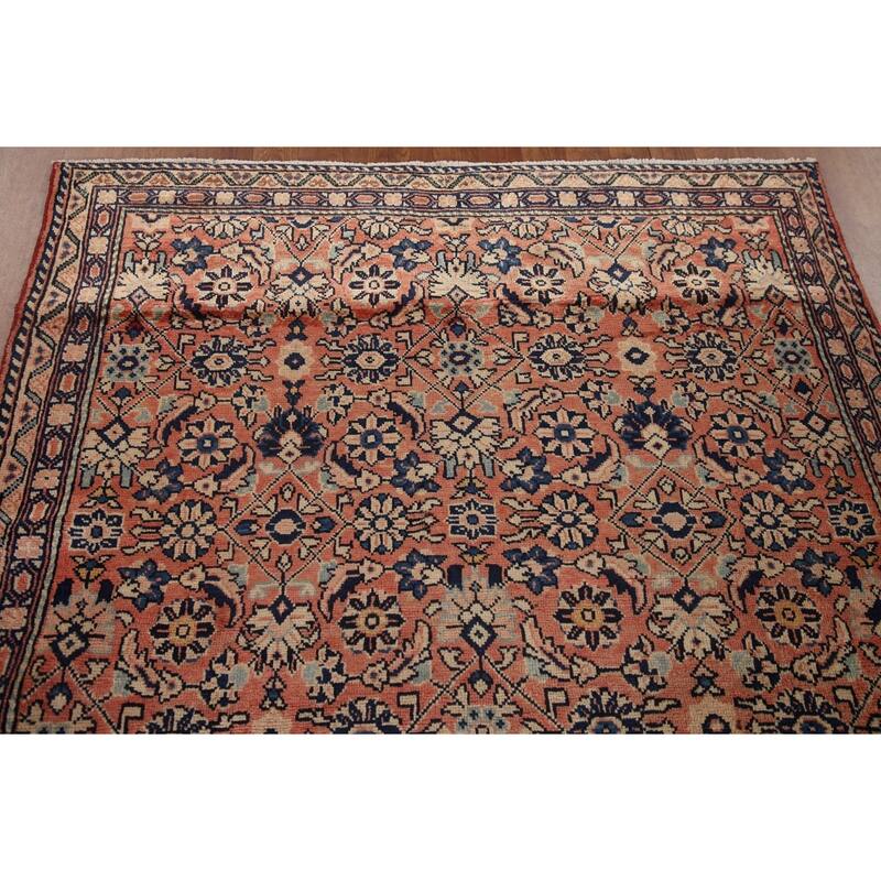 Hand Knotted Oriental 100% Wool Carpet Traditional All-Over Coral Mahal Area Rug - 10' 4'' X 4' 7''