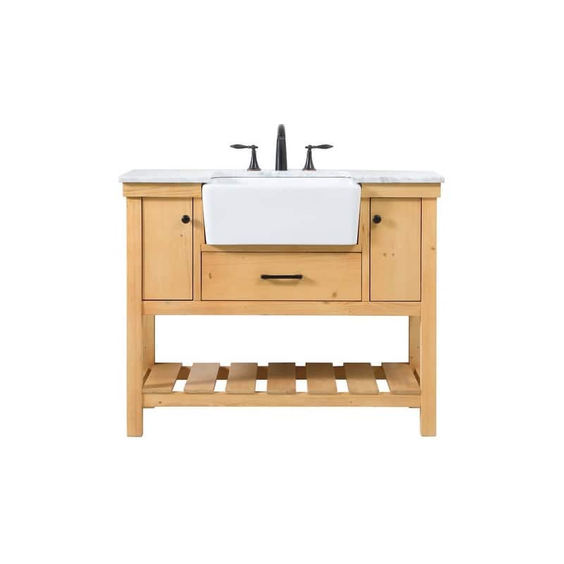 Elegant Lighting VF60142 Clement 42" Free Standing Single Basin Vanity - Natural Wood - Wood Finish