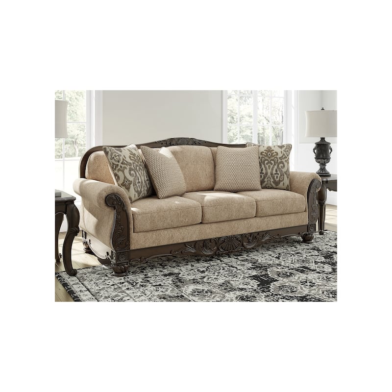 Signature Design by Ashley Stanmore Brown Sofa - 93"W x 38"D x 43"H