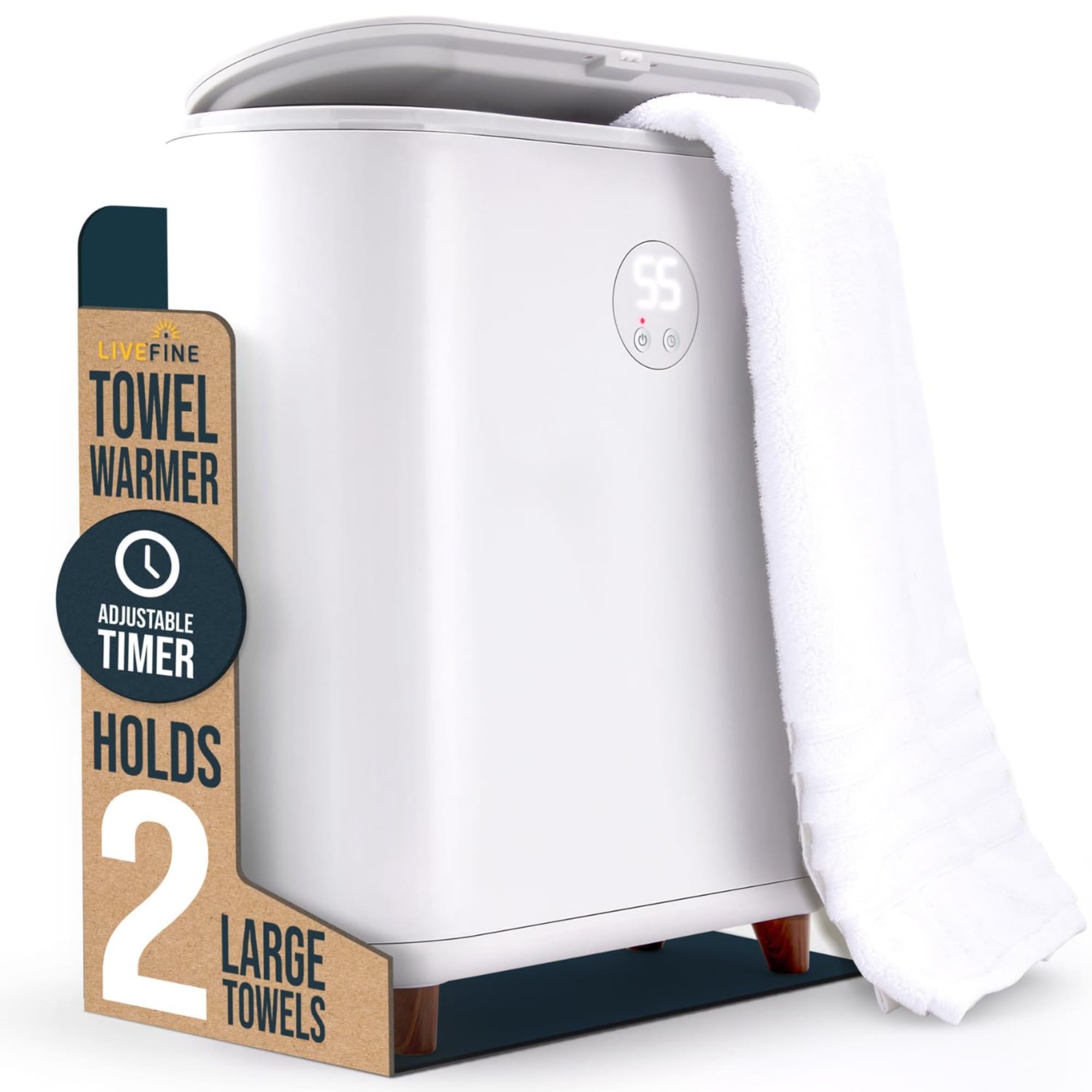 LiveFine Large Bucket Towel Warmer with LED Display – Fits Two 40"x70" Towels