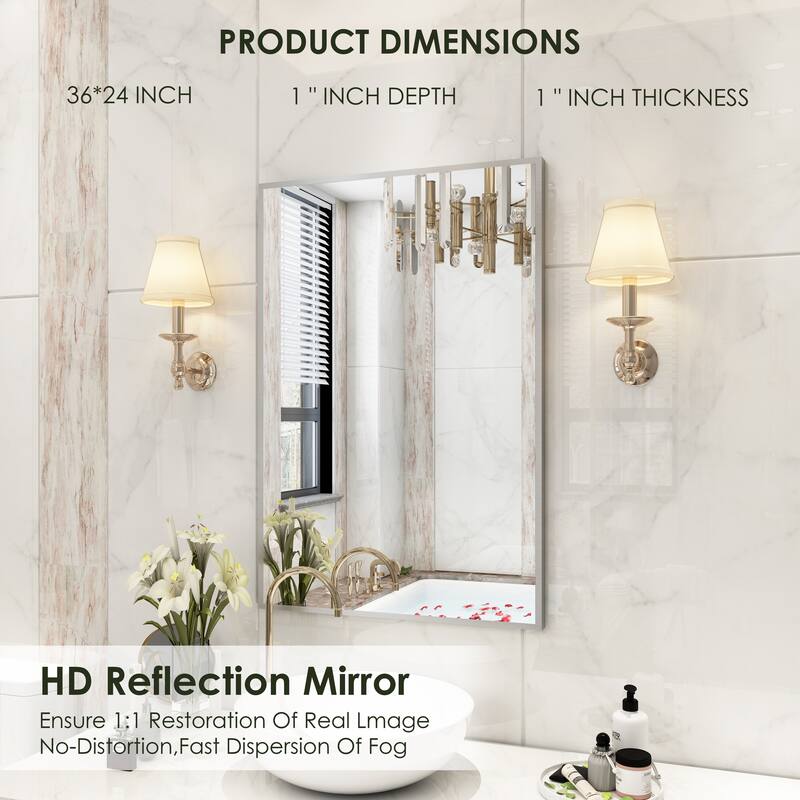 QuivaraView Wall Mounted Aluminum Frame Bathroom Vanity Mirror