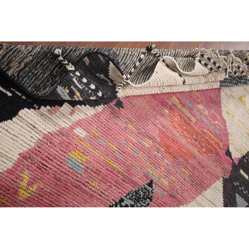 Abstract Moroccan Oriental Area Rug Hand-Knotted Wool Carpet - 6'1"x 10'1"