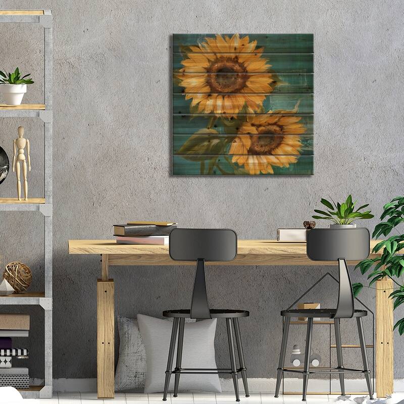 Sunflower II Print On Wood by Conrad Knutsen - Multi-Color