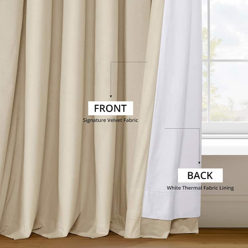 Exclusive Fabrics Signature Light Beige Velvet Curtain (1 Panel)