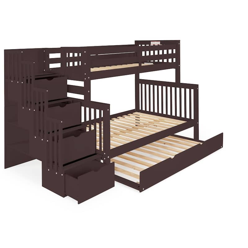 Taylor & Olive Trillium Twin over Full Stairway Bunk Bed, Twin Trundle