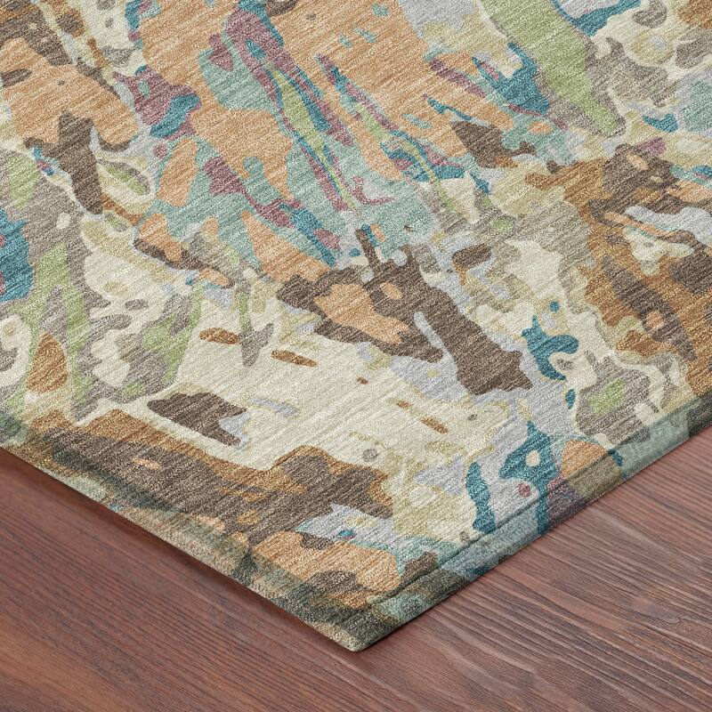 Machine Washable Indoor/ Outdoor Brushstrokes Chantille Rug