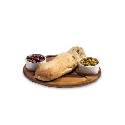 Charcuterie/ Serving Tray w/ 2 ceramic bowls w/ lids