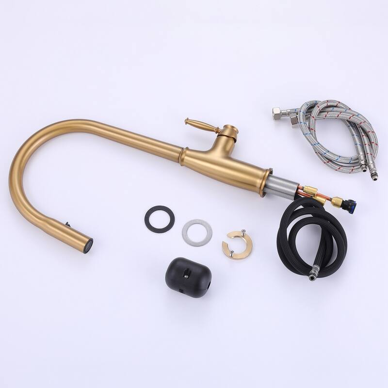 Brushed Golld Single Handle Pull Down Kitchen Faucet