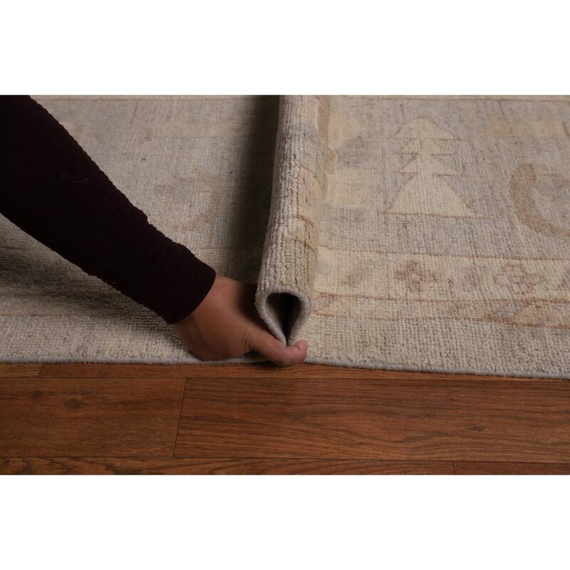 Vegetable Dye Floral Oushak Turkish Rug Handmade Wool Carpet - 9'10"x 14'3"